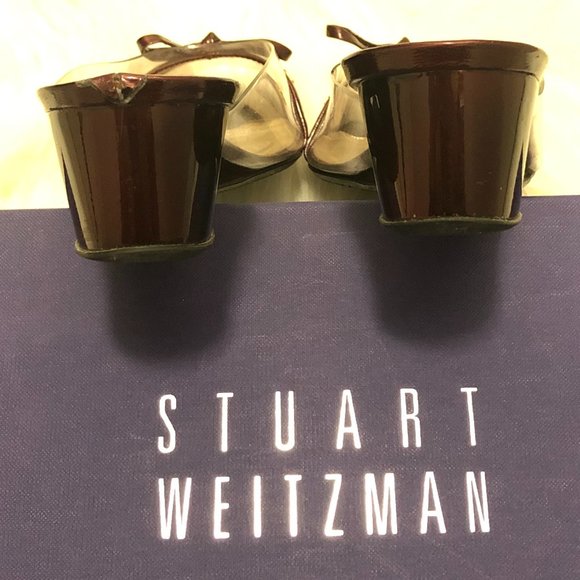 Stuart Weitzman Peep Toe Bow Wedge Heels - Size 36 - Picture 8 of 9